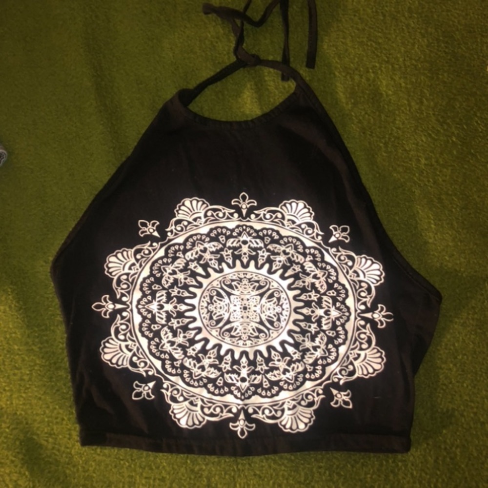 Mandala Black crop top